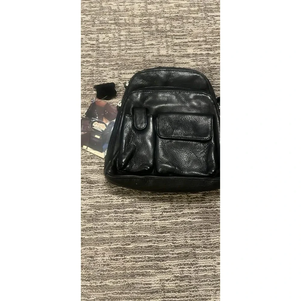Canyon Outback Black Pebbled Leather Mini Backpack Purse H83003 NWT